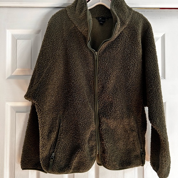 Cozy Olive Teddy Zip Up M - Picture 3 of 3